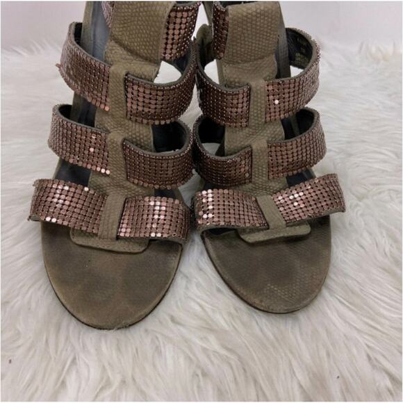 Elizabeth and James Sequin Strap Wedge Sandals Size 10 Women’s Glam Boho Chic - Picture 7 of 10